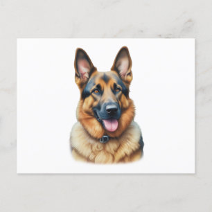 Watercolor German Shepherd Vykort