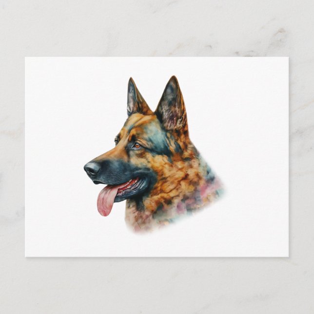 Watercolor German Shepherd Vykort (Framsida)