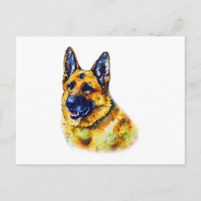 Watercolor German Shepherd Vykort (Framsida)