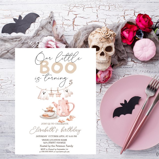 Watercolor Ghost Boo Tea Party Halloween Inbjudningar (Skapare uppladdad)