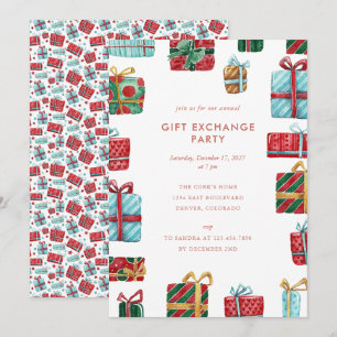 Watercolor Gift-julklapp i Exchange Party Inbjudningar