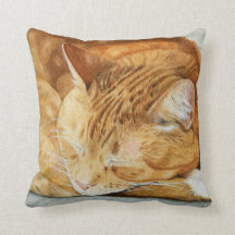 Watercolor Ginger Cat Square Dekorativ kudde