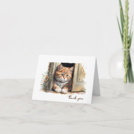 Watercolor Ginger Cat Tack Kort