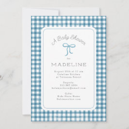 Watercolor Gingham Blue Baby Shower Inbjudningar