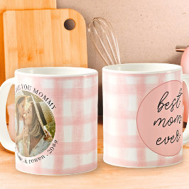 Watercolor Gingham Mors dag Best Mamma Aldrig Phot Kaffemugg