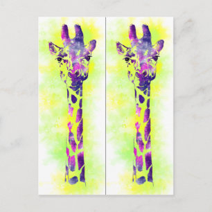 Watercolor Giraffe 2 bok-märke Vykort