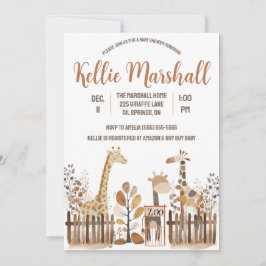 Watercolor Giraffe Family, Zoo, Baby Shower Inbjudningar