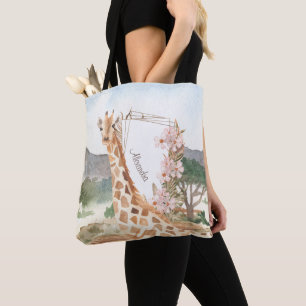 Watercolor Giraffe in African Savannah Tygkasse