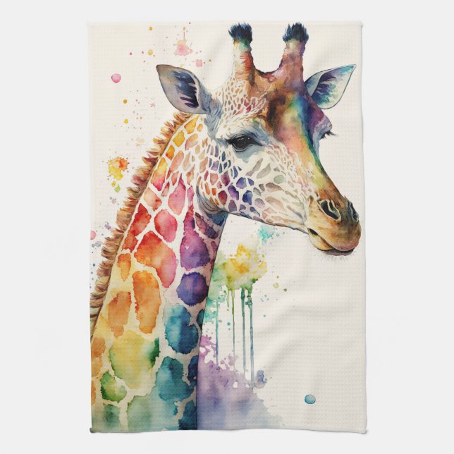 Watercolor Giraffe Kitchen Towel Kökshandduk (Vertikal)