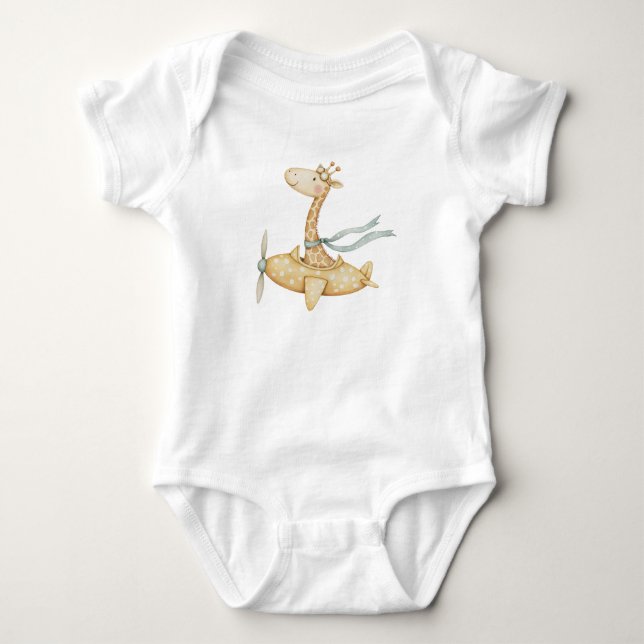 Watercolor Giraffe Pilot T Shirt (Framsida)