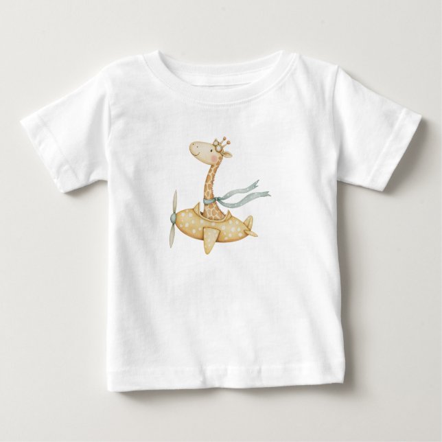 Watercolor Giraffe Pilot T Shirt (Framsida)