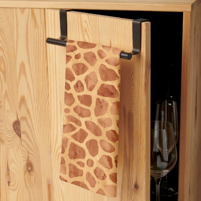 Watercolor Giraffe Print Kökshandduk (Thirds Fold)