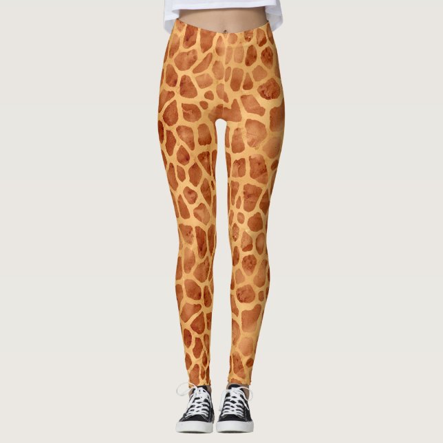 Watercolor Giraffe Print Leggings (Framsida)