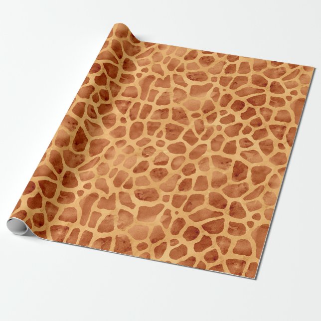 Watercolor Giraffe Print Presentpapper (Utrullad)
