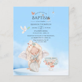 Watercolor Girl Angel Baptism Flygblad