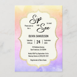 Watercolor Girl Boy BABY SIP och SEE | PHOTO Inbjudningar