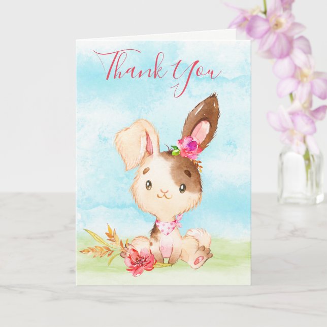 Watercolor Girl Bunny Farm Tack Kort (Orkide)