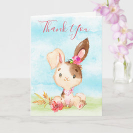 Watercolor Girl Bunny Farm Tack Kort