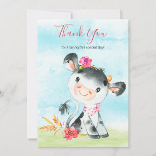 Watercolor Girl Cow Farm Tack Kort