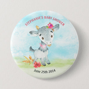 Watercolor Girl Goat Baby Shower Farm Knapp