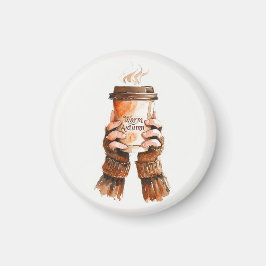 Watercolor Girl Holding Coffee Mugg Magnet