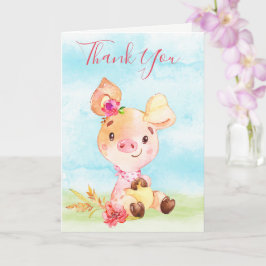 Watercolor Girl Piggy Farm Tack Kort
