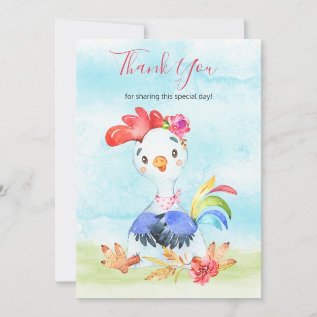 Watercolor Girl Tupp Farm Tack Kort (Framsida)