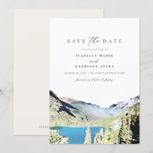 Watercolor Glacier National Park Spara datumet Inbjudningar
