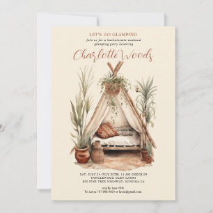 Watercolor Glamping Bachelorette Camping Party Inbjudningar