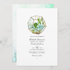 Watercolor Glass Terrarium Succulents Bröllop Invi Inbjudningar
