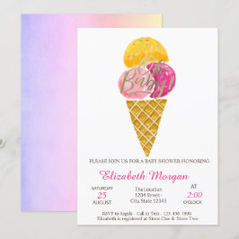 Watercolor Glasskrem Oh Baby Sommar Babyshower Inbjudningar