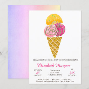 Watercolor Glasskrem Oh Baby Sommar Babyshower Inbjudningar
