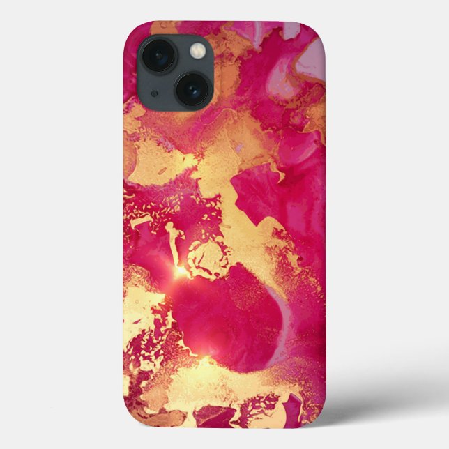 Watercolor Glitter Fuschia Guld iPhone/iPad-fall (Baksida)