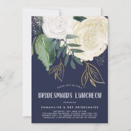 Watercolor & Glitter Ro Bridesmaids Luncheon Inbjudningar