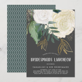 Watercolor & Glitter Ro Bridesmaids Luncheon Inbjudningar