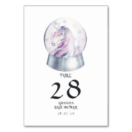 Watercolor Glitter Unicorn Winter Bordsnummer