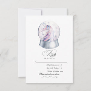 Watercolor Glitter Unicorn Winter OSA Kort