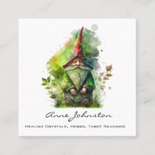 Watercolor Gnome Fyrkantigt Visitkort