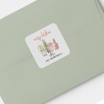 Watercolor Gnome jul Helgdag Sticker Fyrkantigt Klistermärke<br><div class="desc">Anpassa presenter i helgdagar med de moderna Helgdag Gnome-julklistermärken! De här klistermärkena är underbara för gåvor och kuvert och har en charmerande vattenfärg bilder i Julgran,  två Gnomes och en stapel av gåvor.</div>