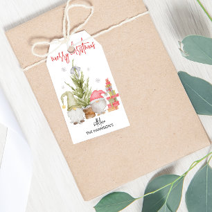 Watercolor Gnome jul Presentetikett