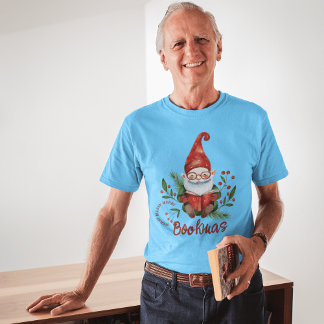 Watercolor Gnome Reading Festive Gift for Bookworm T Shirt