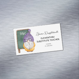 Watercolor Gnome Teacher Magnetiska Visitkort