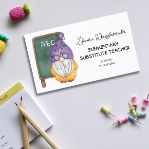 Watercolor Gnome Teacher Visitkort