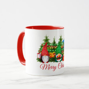 Watercolor Gnomes God jul Ljus Red Mugg