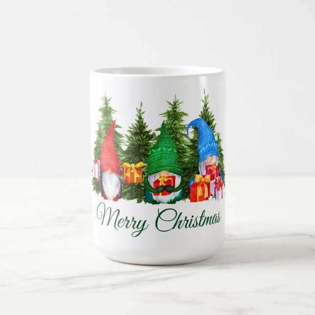 Watercolor Gnomes Grönt God jul Kaffemugg (Center)