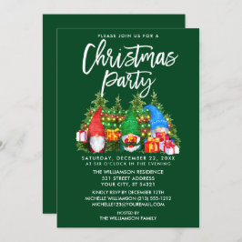 Watercolor Gnomes Ljus jul-Grönten Party Inbjudningar