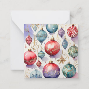 Watercolor God jul Bauble Anteckningskort