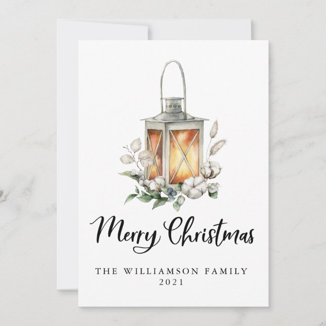 Watercolor God jul Cotton Greenery Lantern (Framsida)