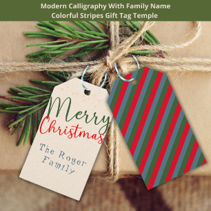 Watercolor God jul Family Namn Rand Presentetikett