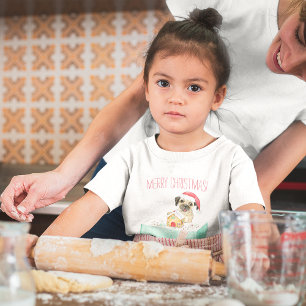 Watercolor God jul Fransk Bulldog T Shirt